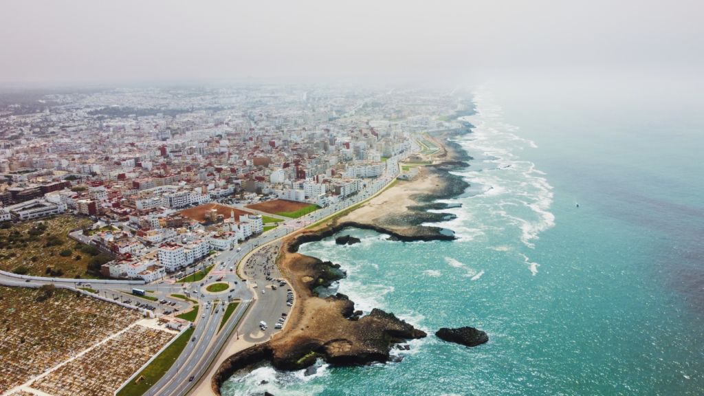 Aerial drone view of Rabat, Morocco